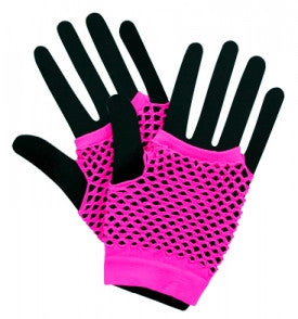 80's Short Fishnet Gloves - Pink