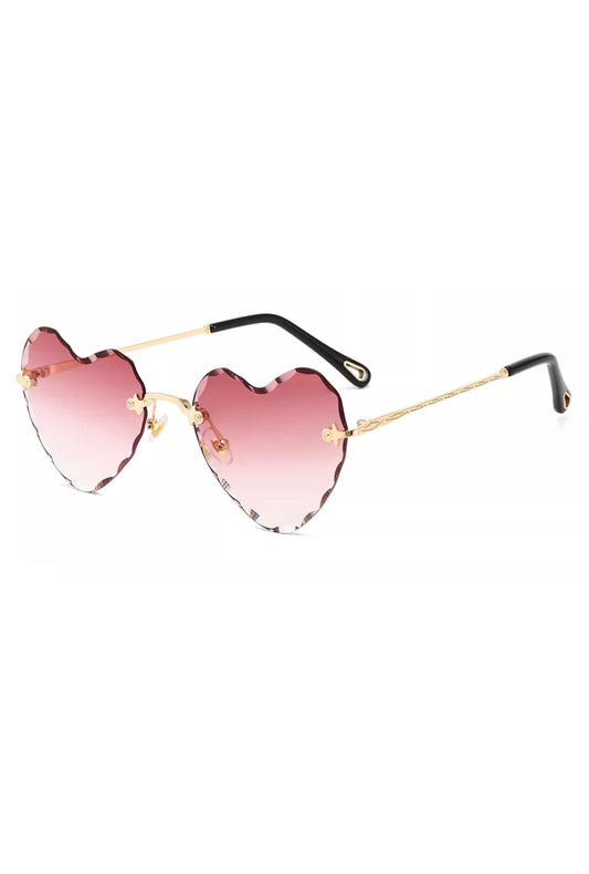 Gradient Blush Pink to Clear Heart Glasses
