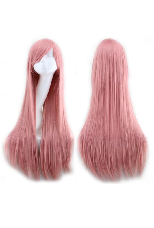 Soft Rose Pink Long Straight Cosplay Wig
