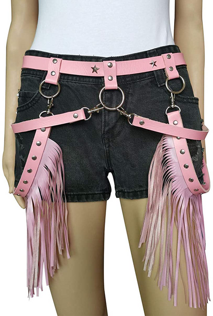 Pink Tassel and Chain Belt