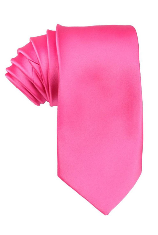Fuchsia Pink Satin Skinny Neck Tie