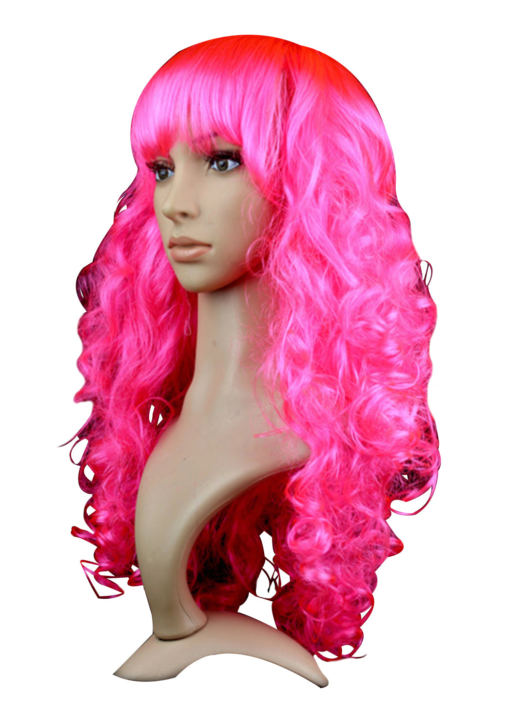 Curly Fluro Pink Party Wig