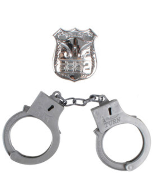 Police Hand Cuffs and Badge Set
