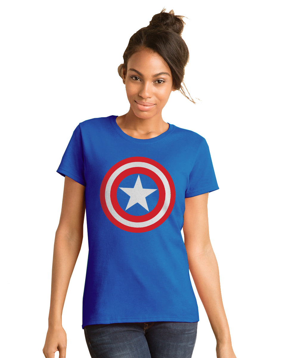 Ladies Blue Captain America T-Shirt