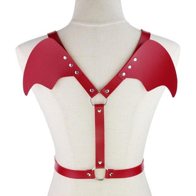 Red PU Leather Bat Wings Harness