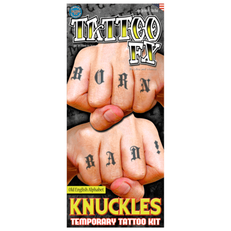 Full Alphabet Old English Special FX Knuckles Tattoos
