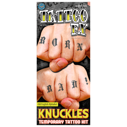 Full Alphabet Old English Special FX Knuckles Tattoos