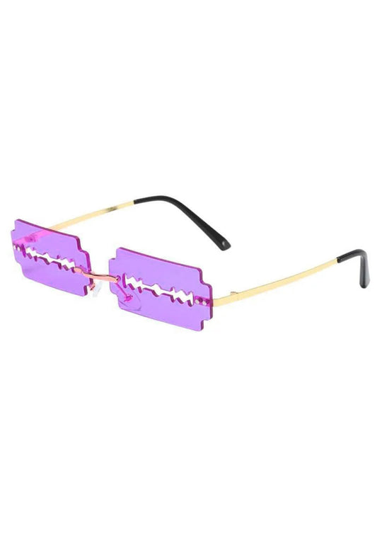 Purple Razor Blades Fashion Glasses