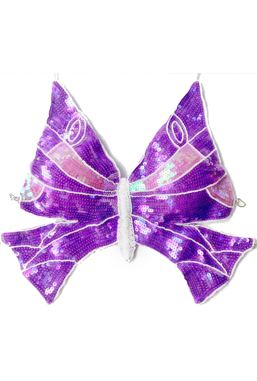 Sequin Purple, Pink & White Butterfly Halter Top