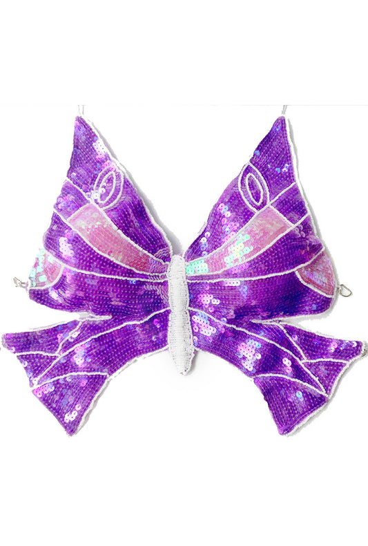 Sequin Purple, Pink & White Butterfly Halter Top