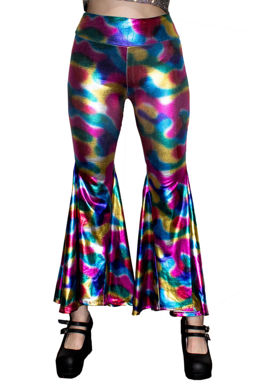 Metallic Rainbow Flared Disco Pants