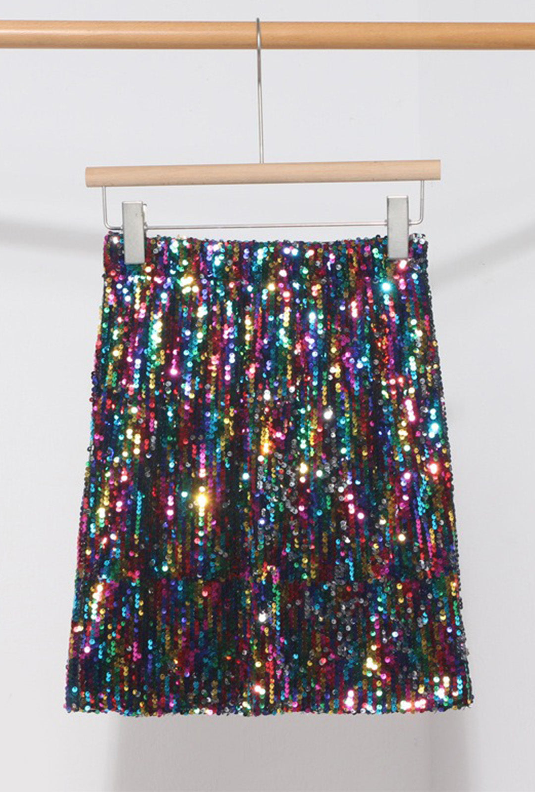 Rainbow Sequin Midi Skirt
