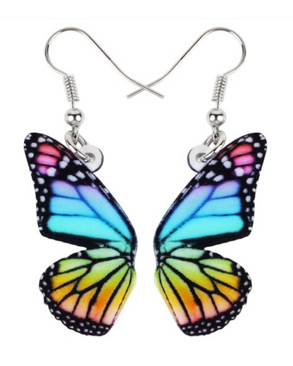 Pastel Rainbow Butterfly Wings Earrings