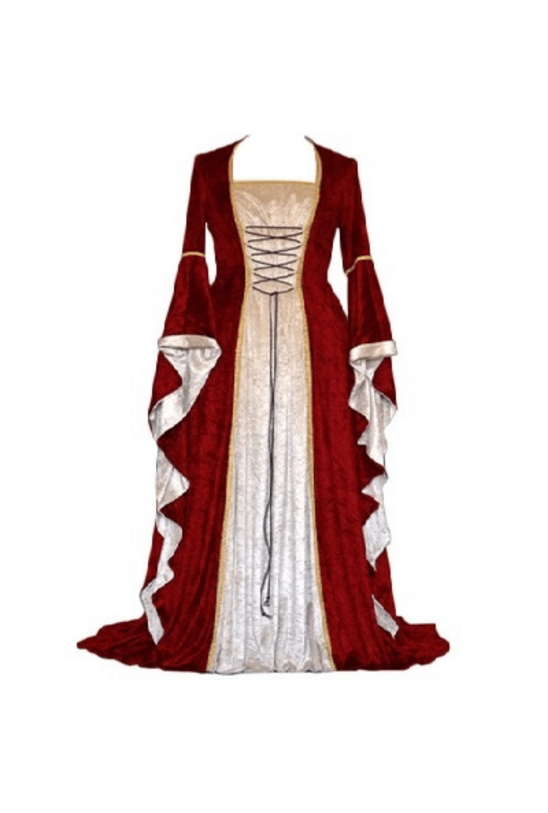 Red and Gold Velvet Medieval Dress