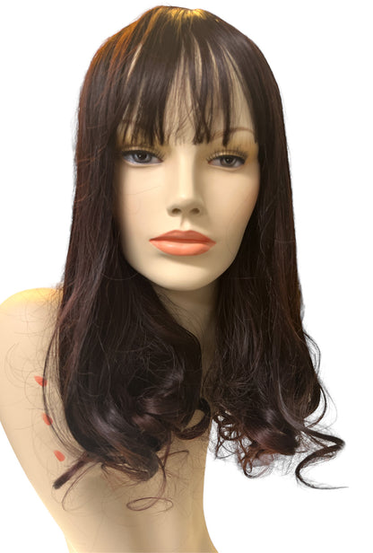 Dark Red Brown Mid Length Curly Wig