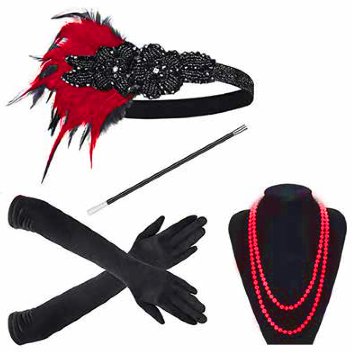 Red 1920s Gatsby Flapper Set