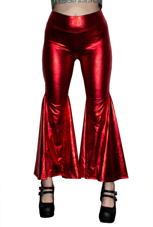 Metallic Red Flared Disco Pants