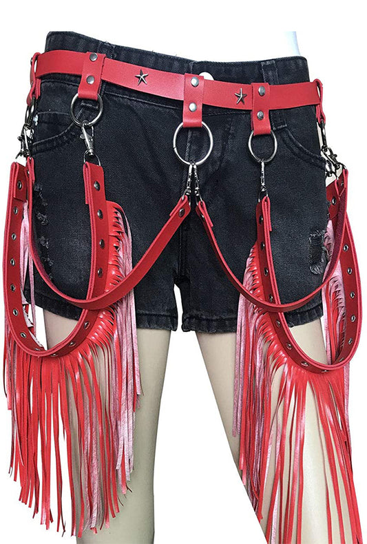 Red Tassel and Chain Belt