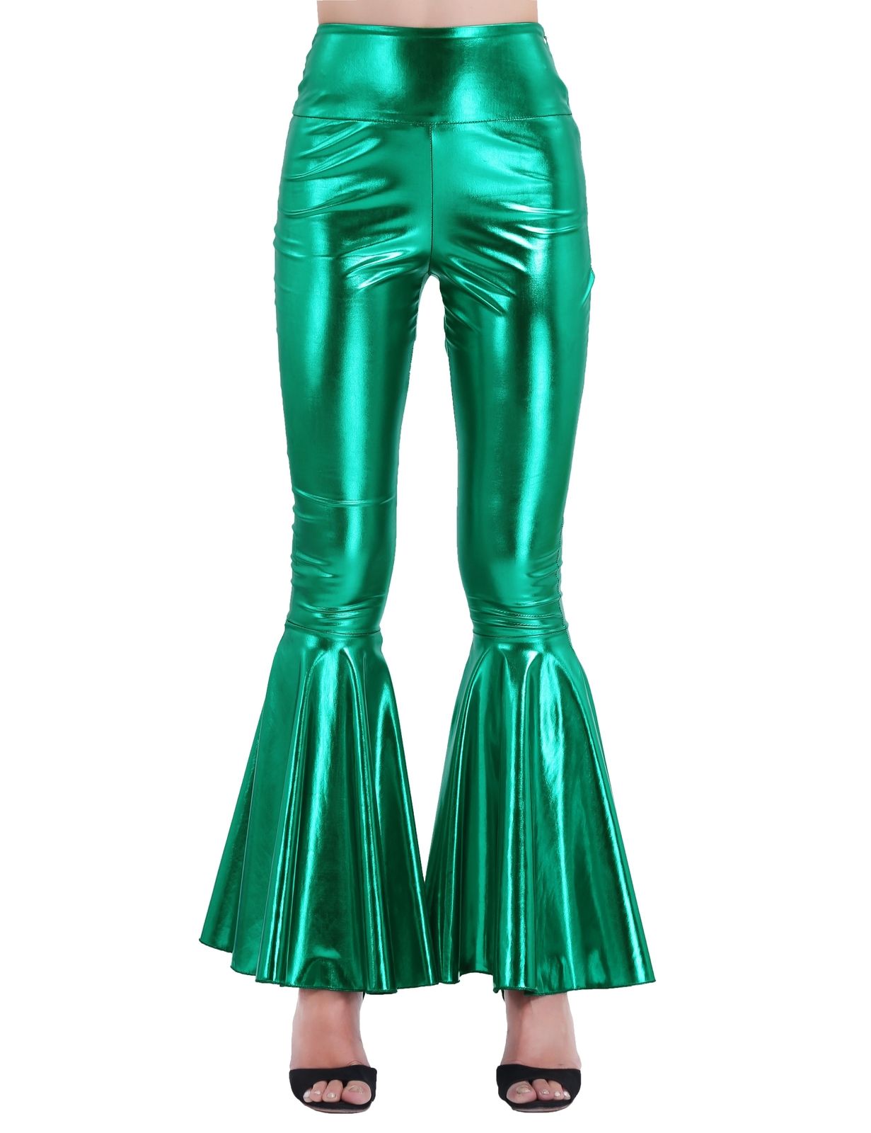 Metallic Green Flared Disco Pants
