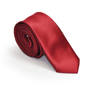 Deep Red Satin Skinny Neck Tie
