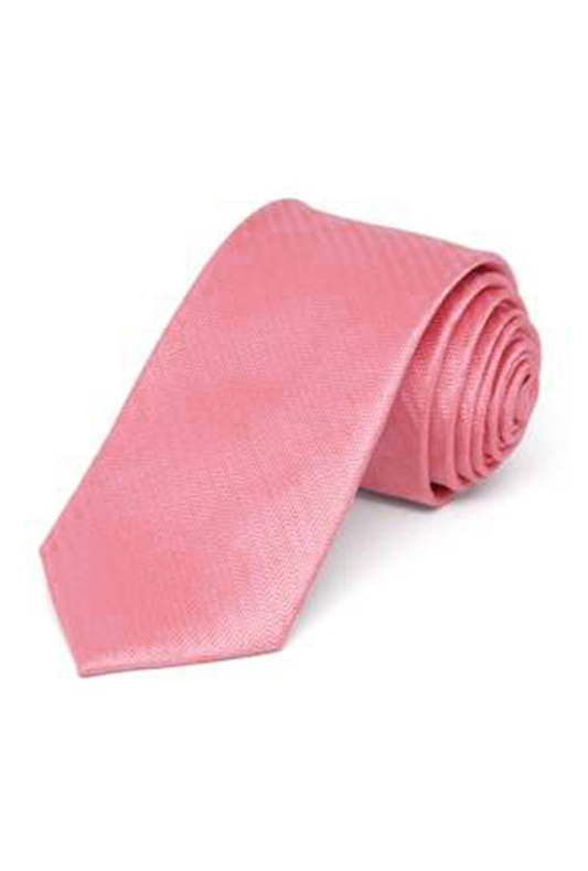 Coral Pink Satin Skinny Neck Tie