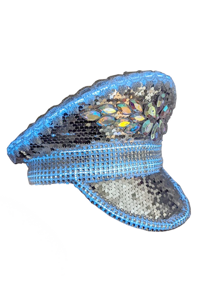 Sequin Silver LED Light Up Cap