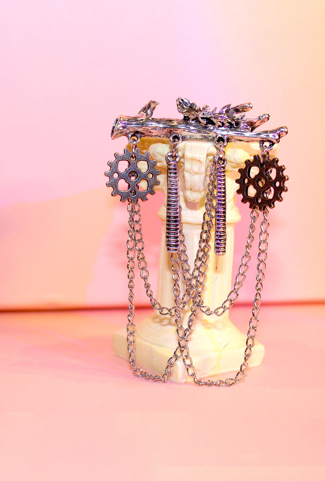 Steampunk Brooch Log Mixed Metals