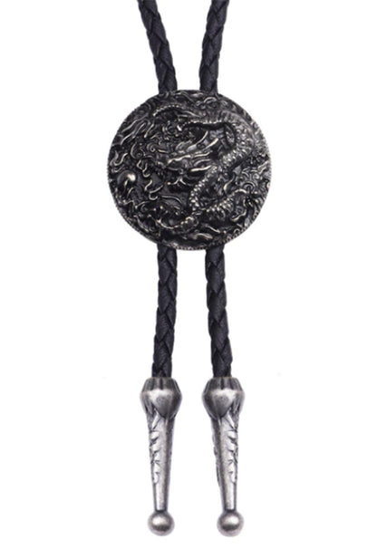 Dark Silver Ancient Dragon Bolo Tie