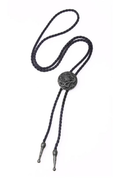 Dark Silver Ancient Dragon Bolo Tie