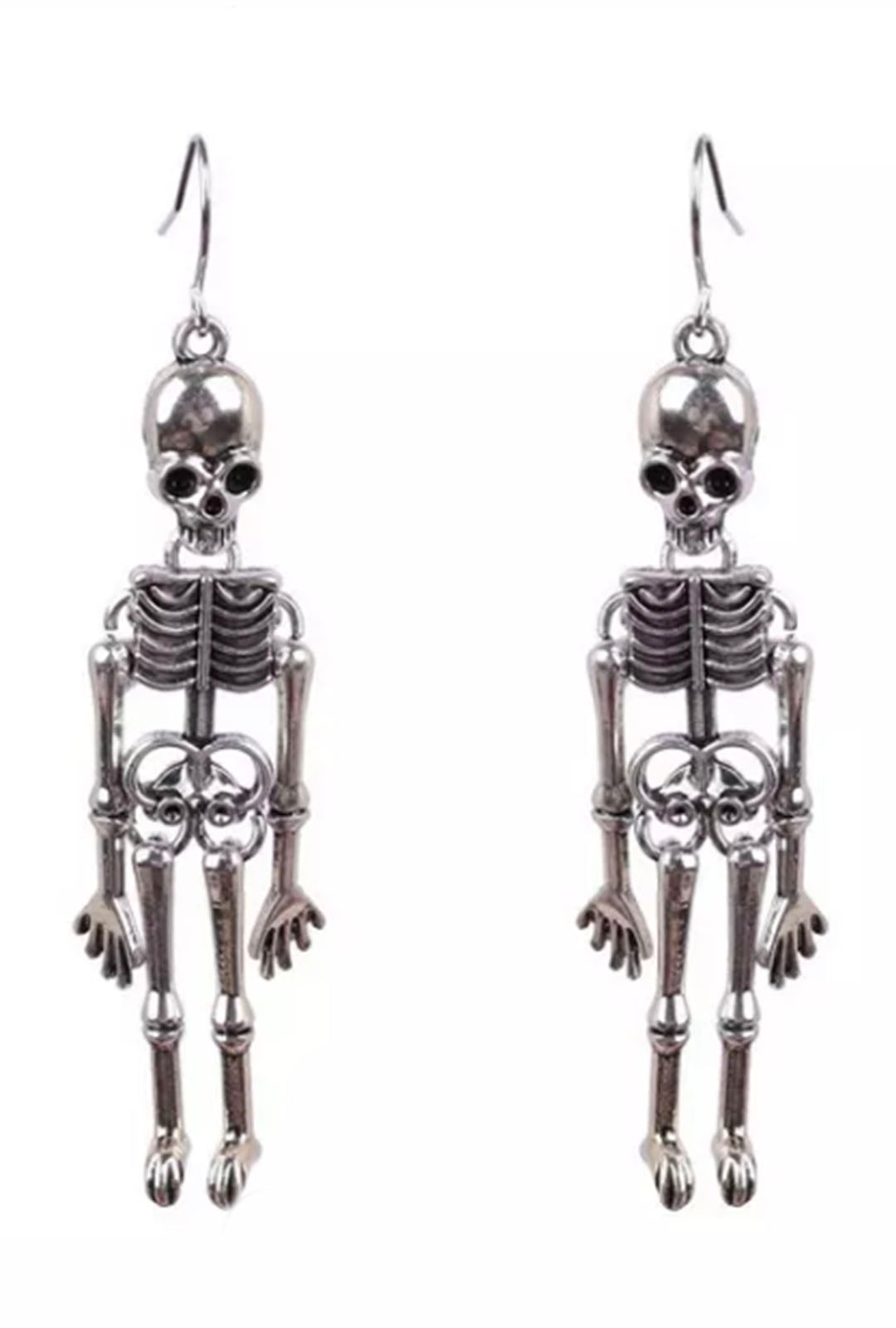 Silver Skeleton Dangle Earrings