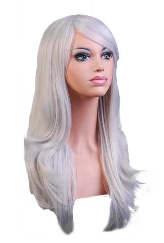 Deluxe Long Wavy Light Silver Wig