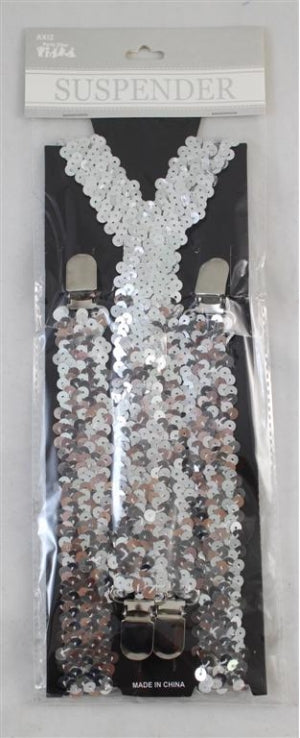 Silver Sequin Suspenders