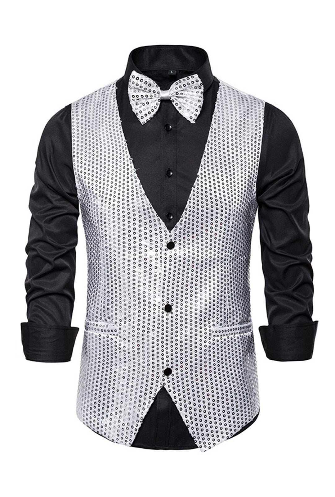 Silver Shiny Sequin Waistcoat Perth | Hurly-Burly