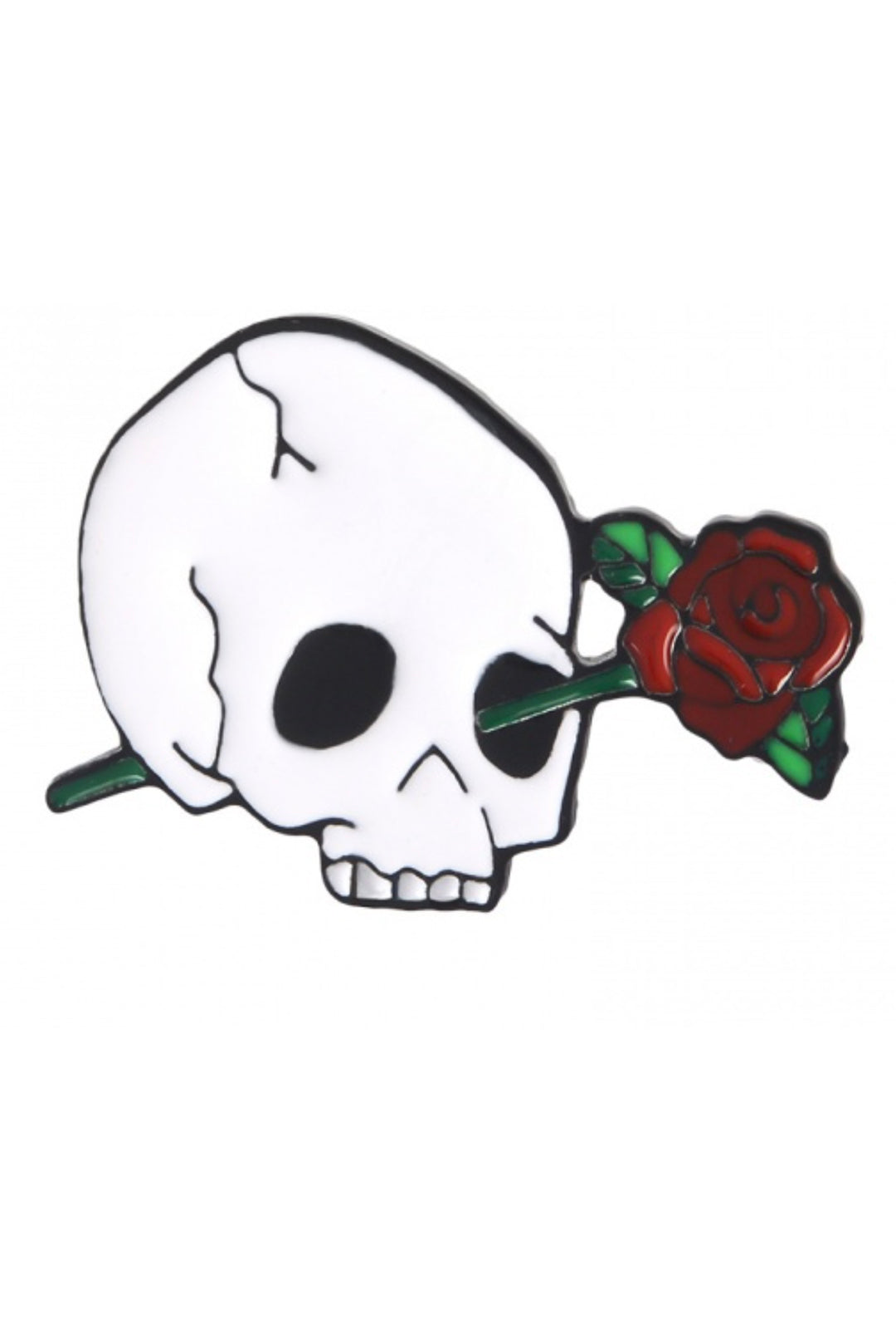 Skull with Rose Enamel Pin