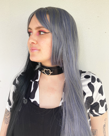 Deluxe Two Toned Long Black and Grey Wig