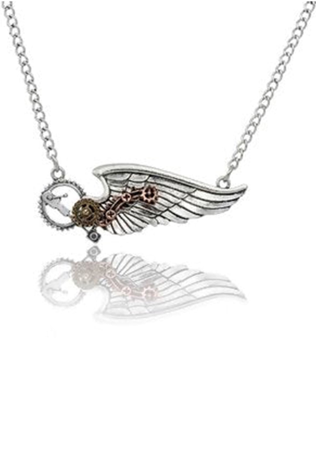 Silver Wing Steampunk Necklace (C)