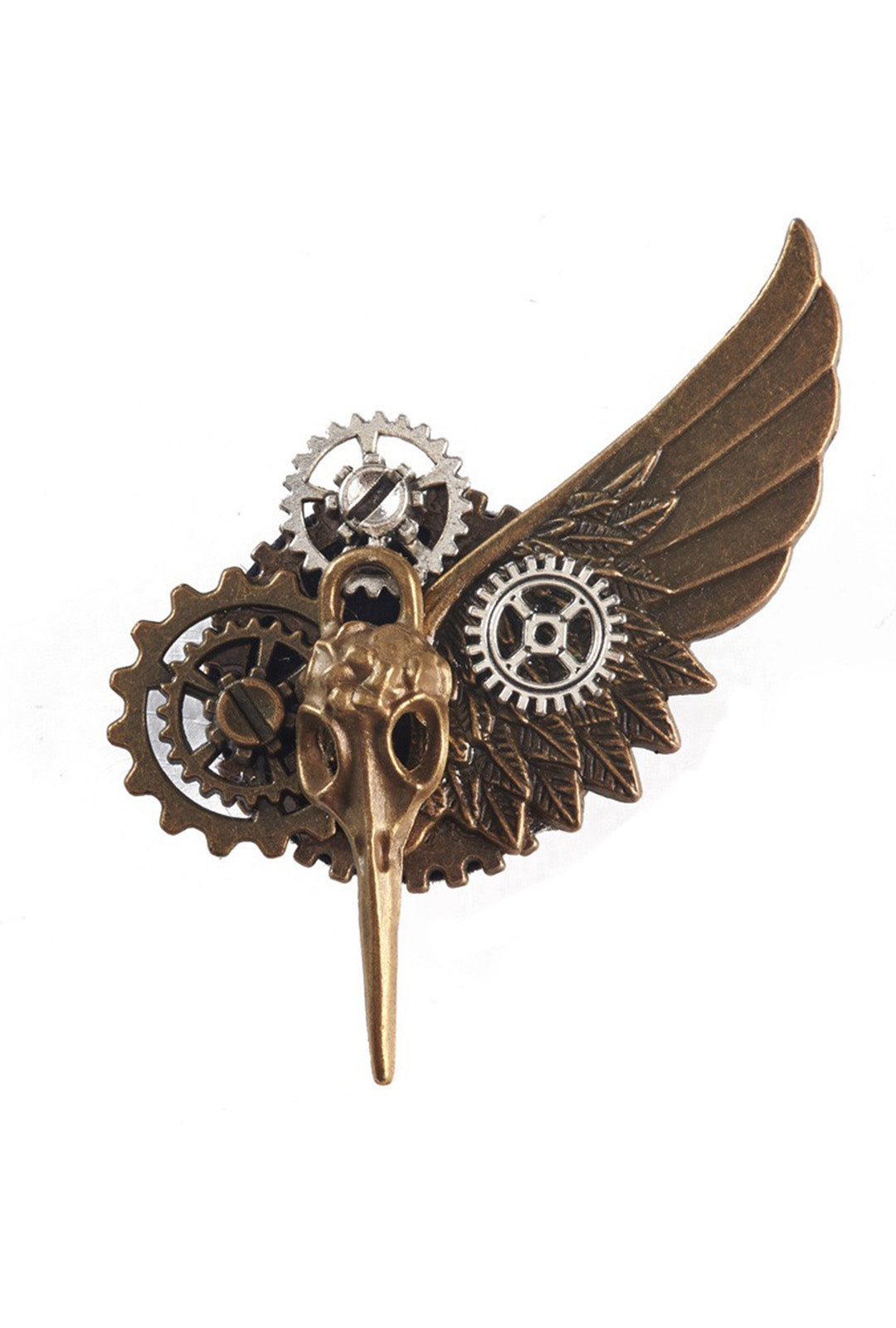 Steampunk Bird Skull Brooch