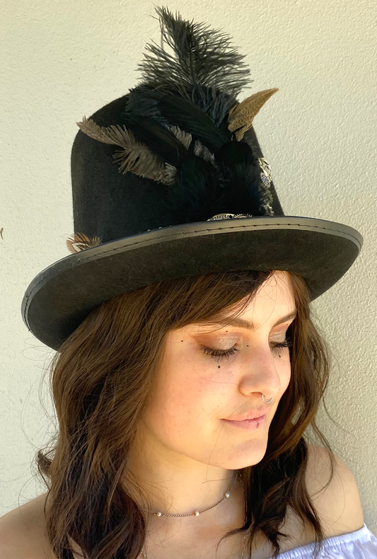 Steampunk Black Feathers & Bullets Hat (TT)