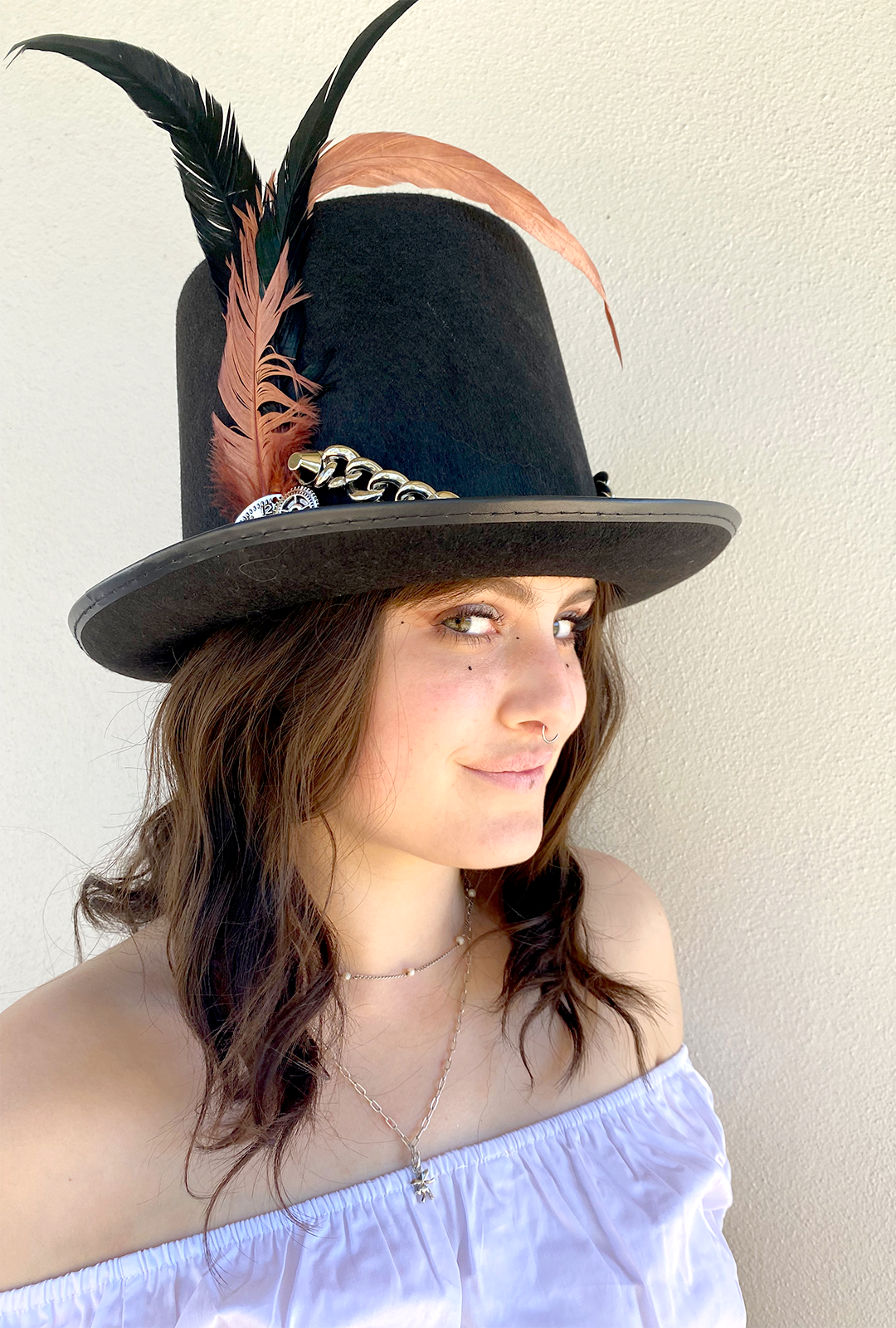 Steampunk Feathers & Chain Top Hat (SS)