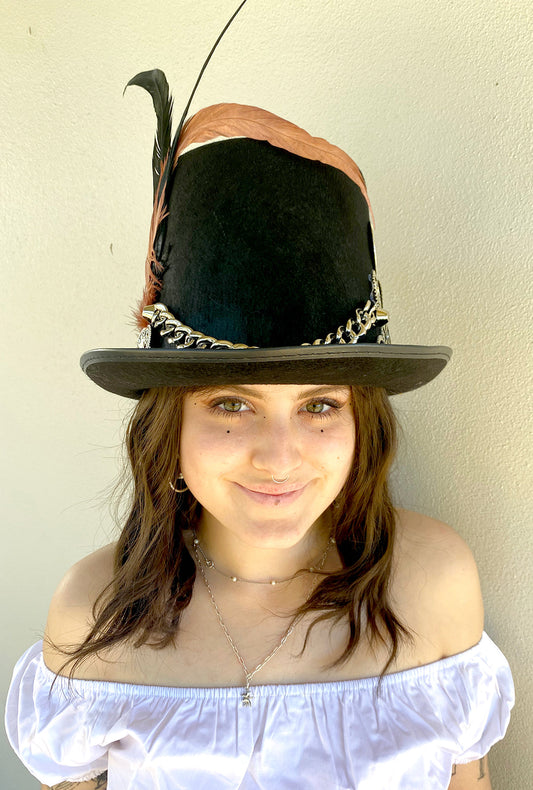 Steampunk Feathers & Chain Top Hat (SS)