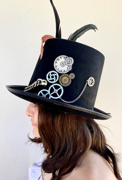 Steampunk Feathers & Chain Top Hat (SS)