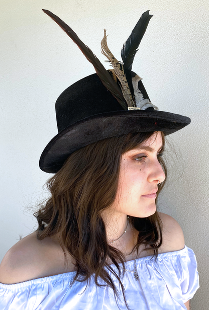 Steampunk Long Brown Feather Hat (VV)