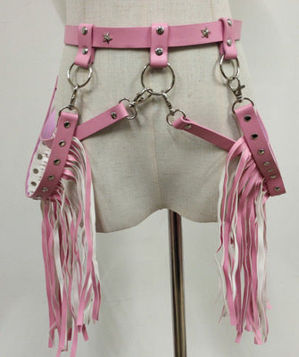 Pink Tassel and Chain Belt