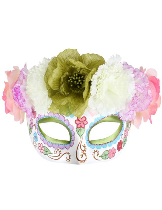 Pastel Floral Day of the Dead Half Mask
