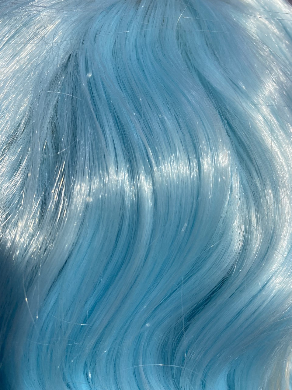 Deluxe Shoulder Length Loose Wave Aqua Blue Wig