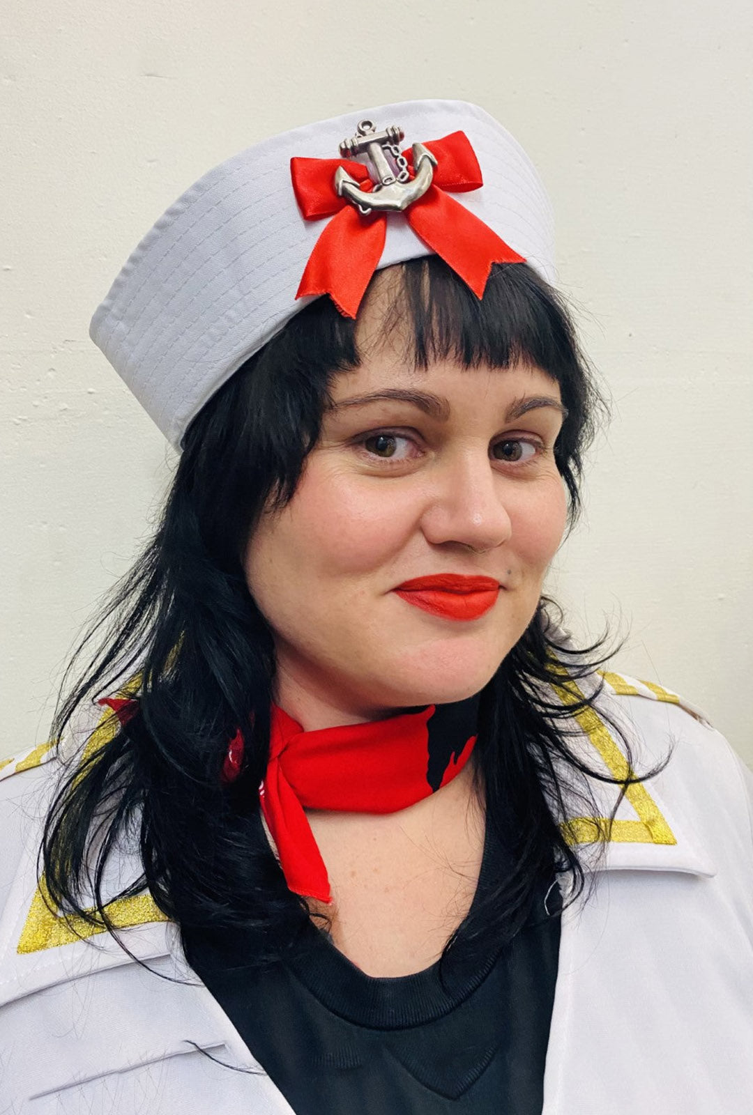 Red Bow and Anchor Sailor Hat