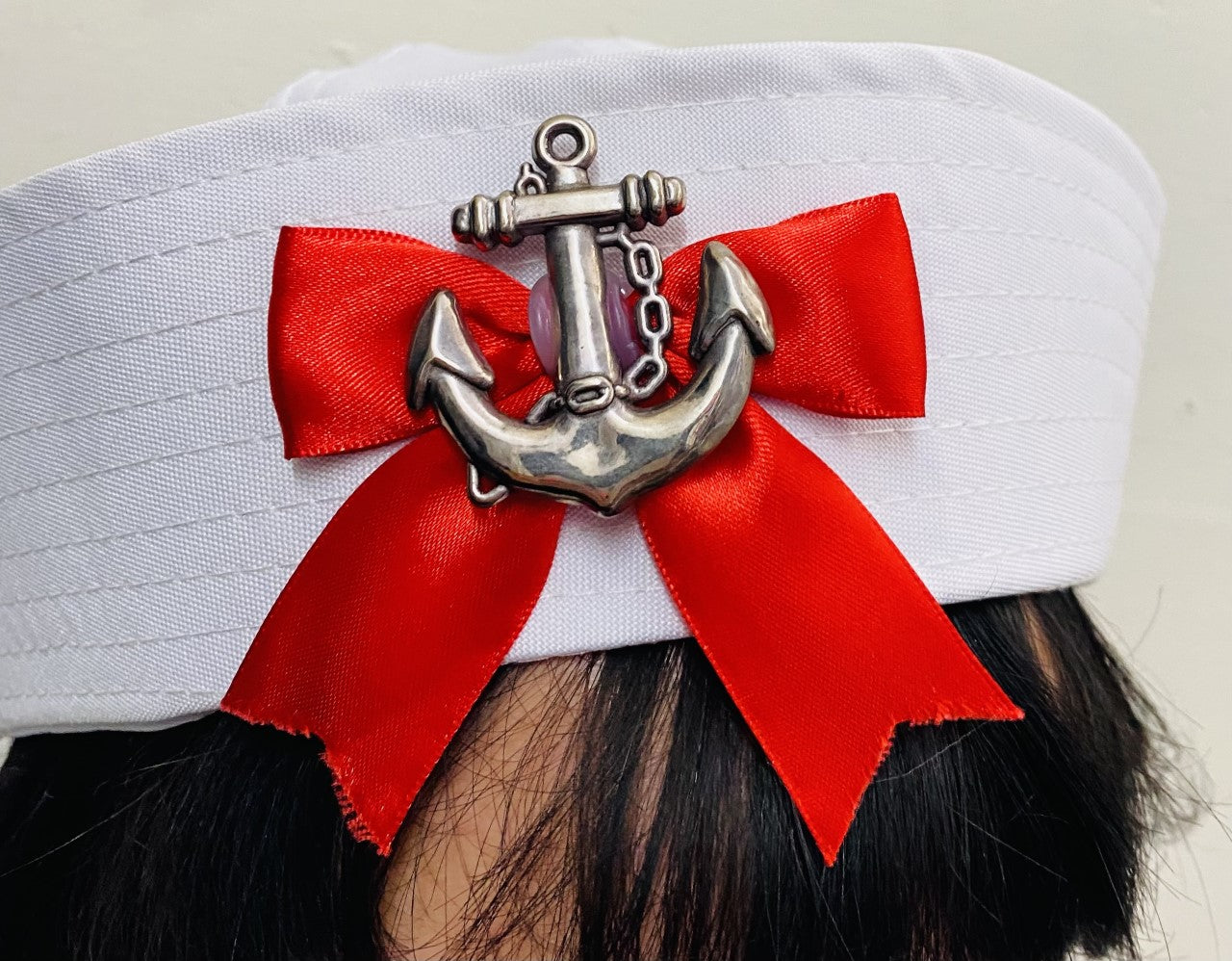 Red Bow and Anchor Sailor Hat