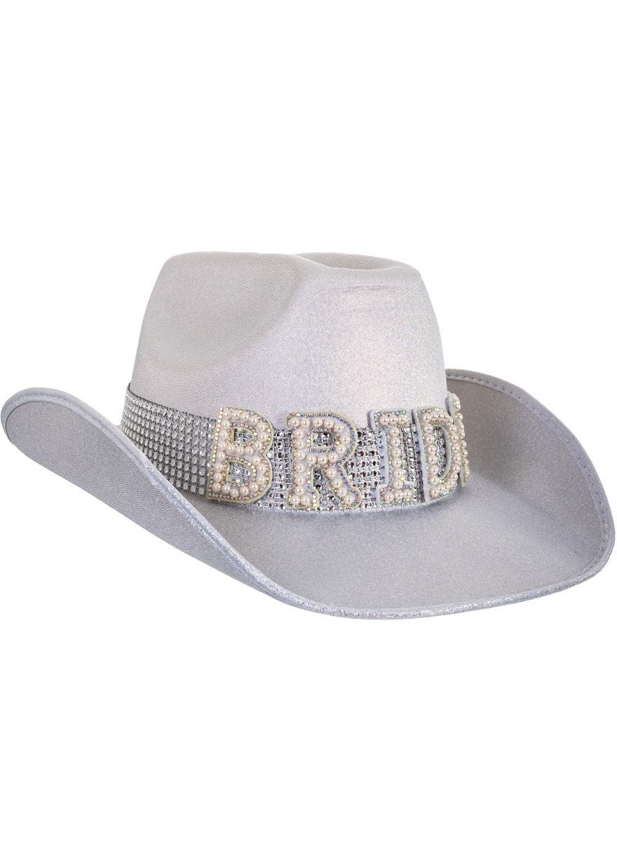 Shimmer Silver Bride Cowboy Hat