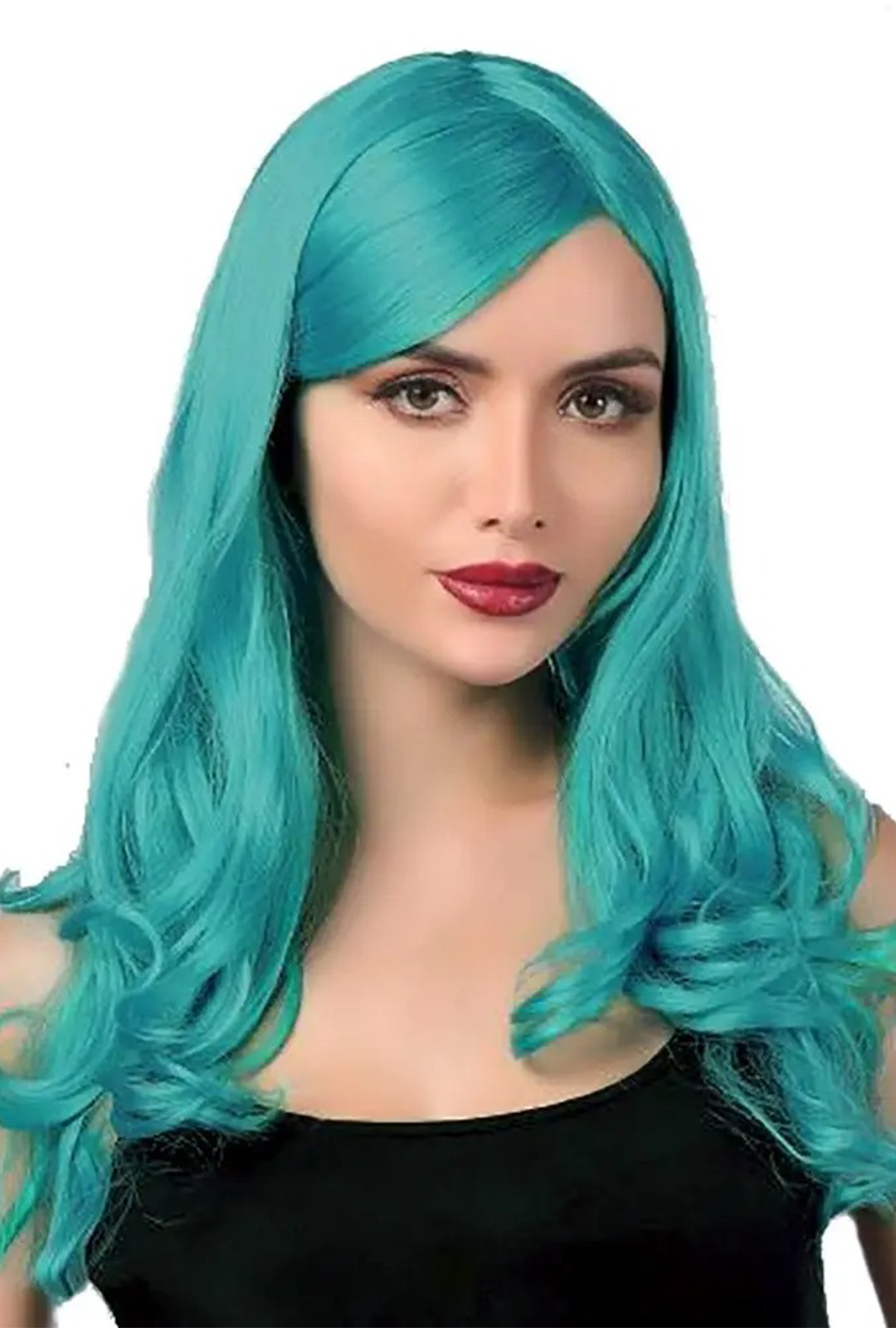 Long Turquoise Curly Wig Perth Hurly Burly 6996