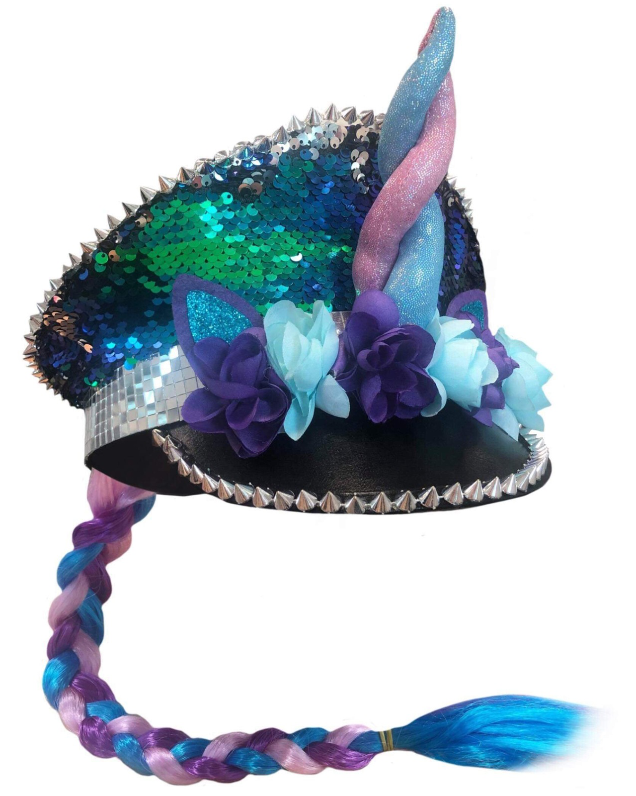 Sequin Unicorn Festival Hat with Plait